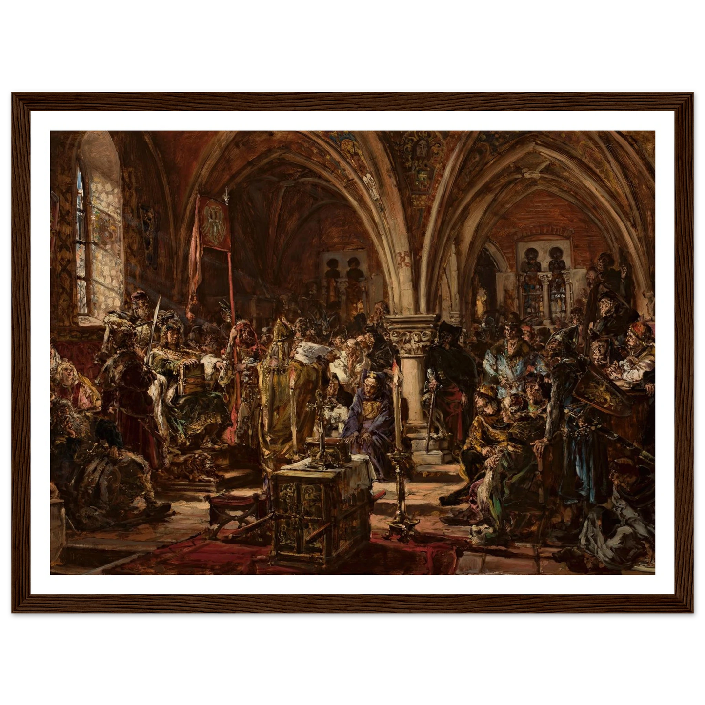 The First Parliament in Łęczyca, from the series “History of Civilization in Poland” (1888) Art Print | Jan Matejko - Framed Poster - 30x40 cm / 12x16″ - Black frame