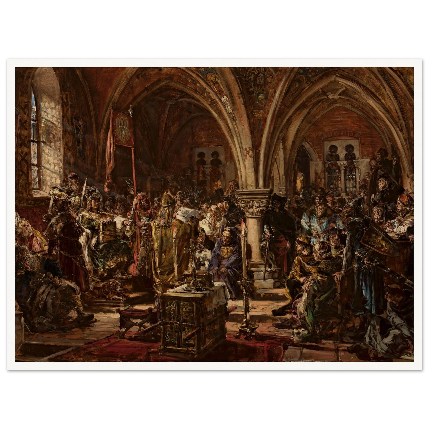 The First Parliament in Łęczyca, from the series “History of Civilization in Poland” (1888) Art Print | Jan Matejko - Framed Poster - 30x40 cm / 12x16″ - Black frame