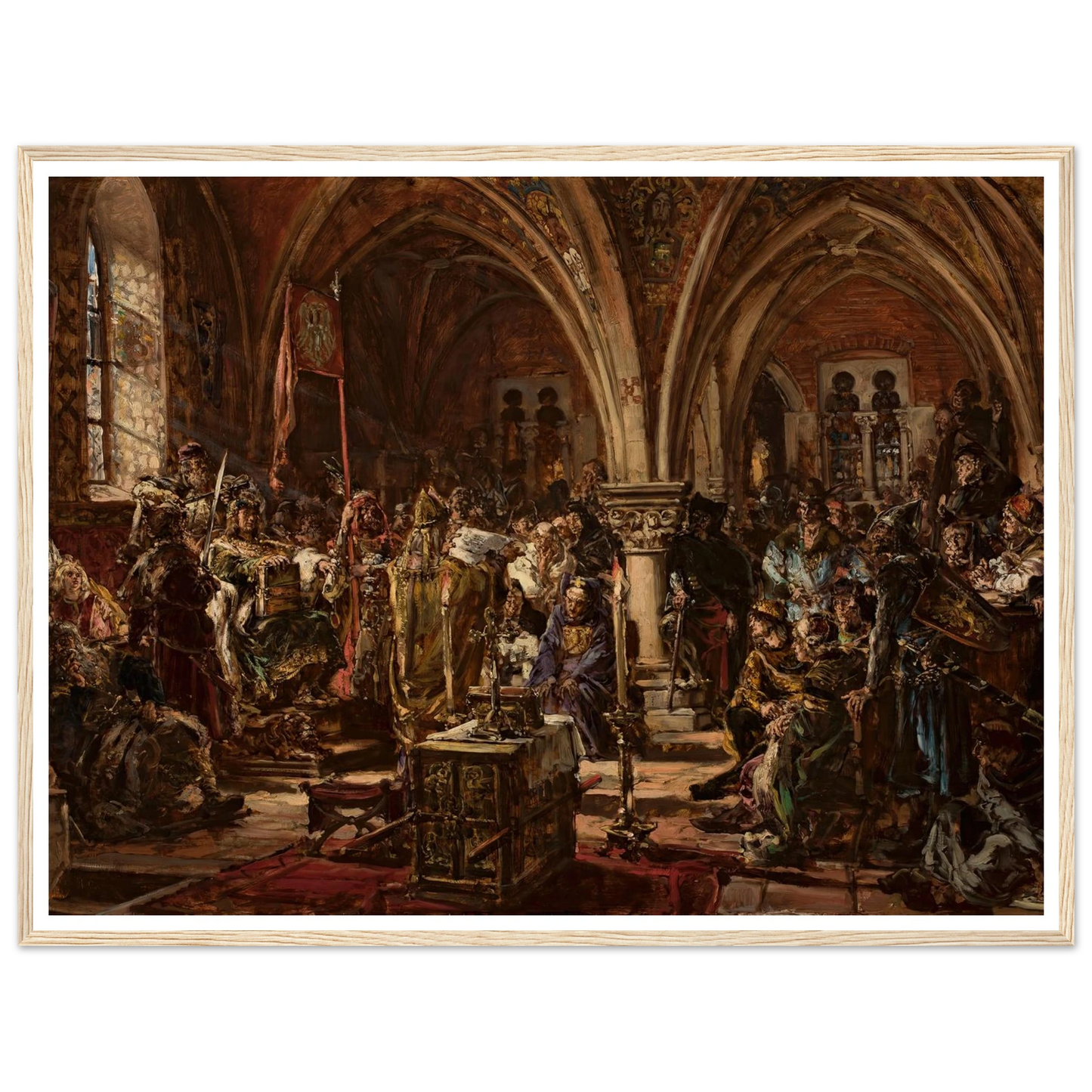 The First Parliament in Łęczyca, from the series “History of Civilization in Poland” (1888) Art Print | Jan Matejko - Framed Poster - 30x40 cm / 12x16″ - Black frame