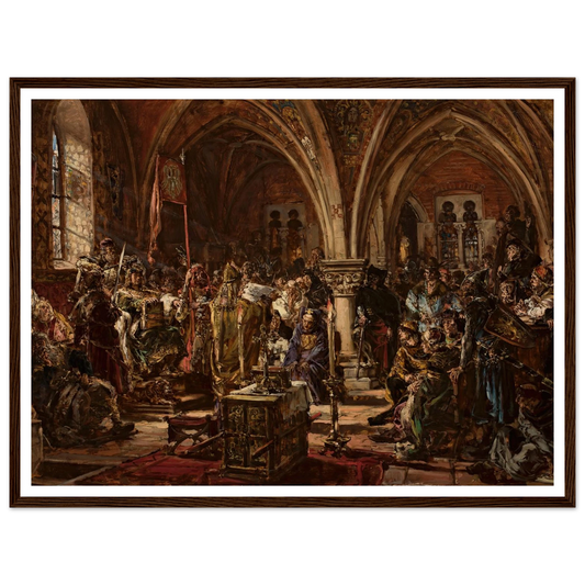 The First Parliament in Łęczyca, from the series “History of Civilization in Poland” (1888) Art Print | Jan Matejko - Framed Poster - 30x40 cm / 12x16″ - Black frame
