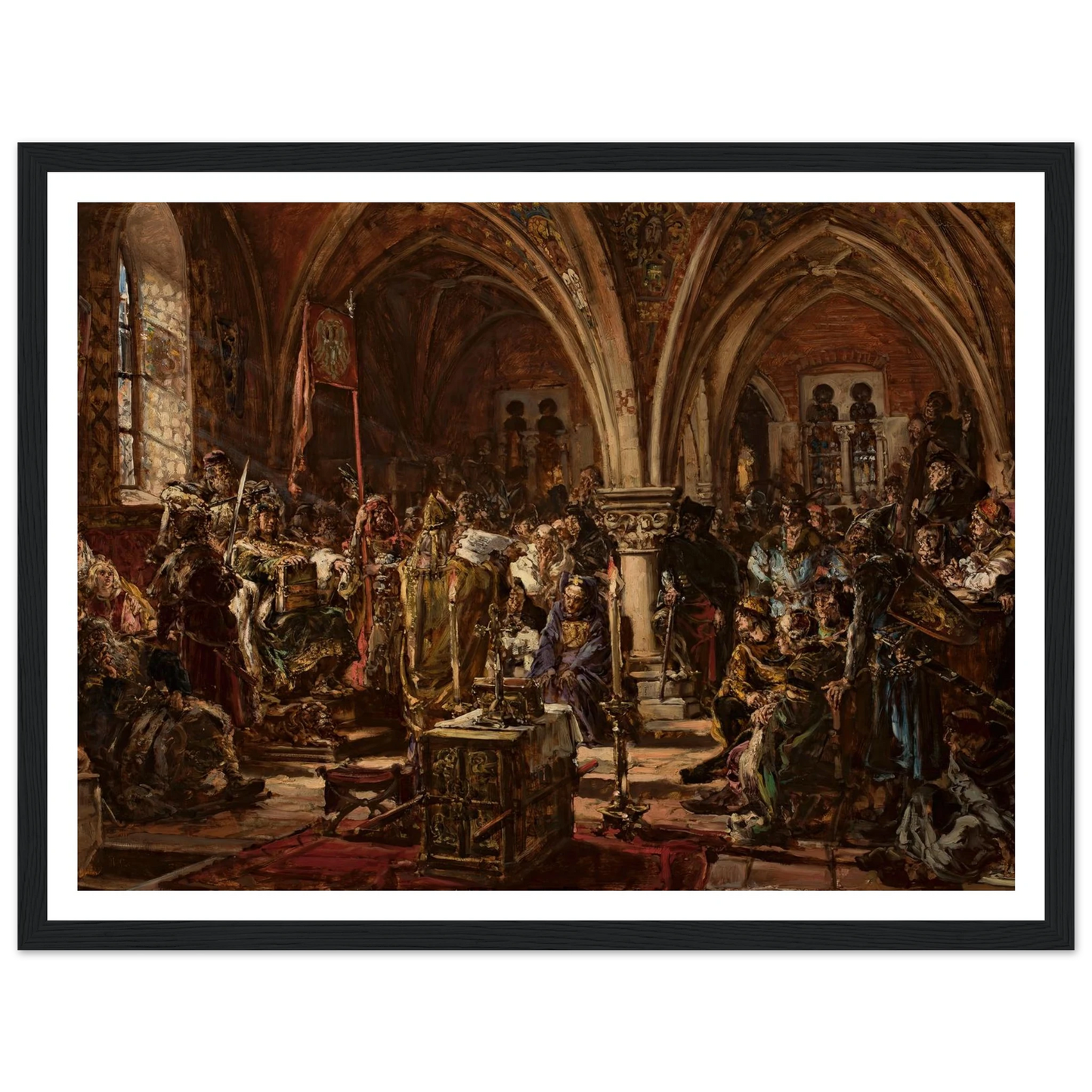 The First Parliament in Łęczyca, from the series “History of Civilization in Poland” (1888) Art Print | Jan Matejko - Framed Poster - 30x40 cm / 12x16″ - Black frame