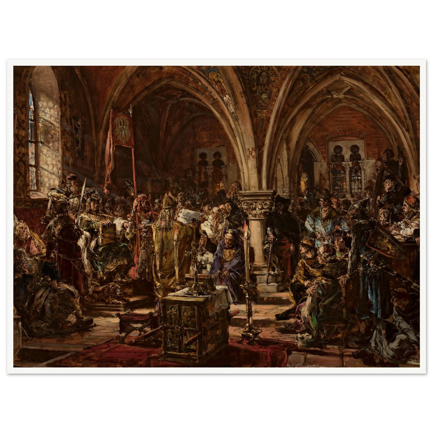 The First Parliament in Łęczyca, from the series “History of Civilization in Poland” (1888) Art Print | Jan Matejko - Framed Poster - 30x40 cm / 12x16″ - Black frame