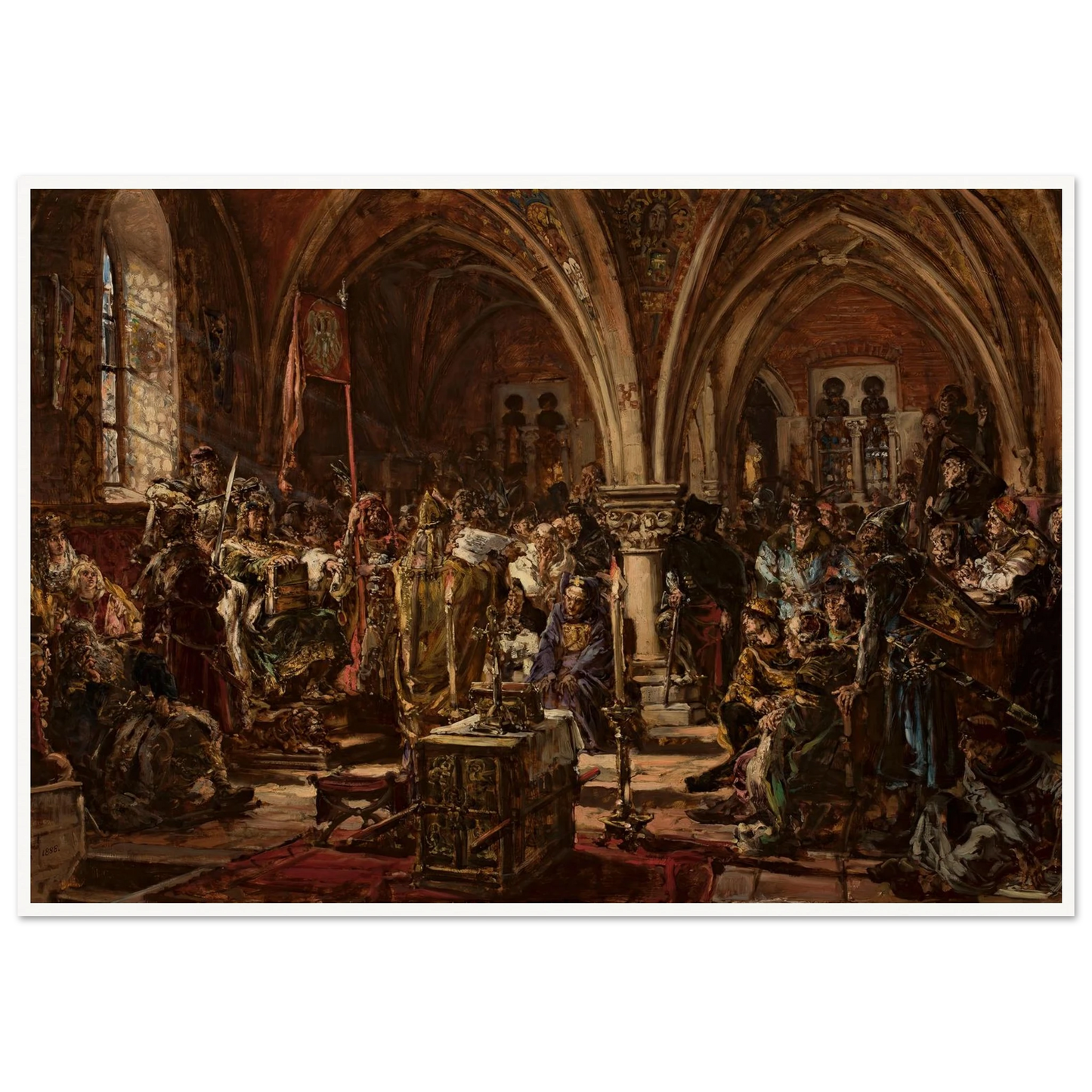 The First Parliament in Łęczyca, from the series “History of Civilization in Poland” (1888) Art Print | Jan Matejko - Framed Poster - 30x40 cm / 12x16″ - Black frame