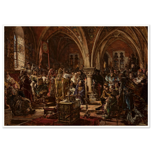 The First Parliament in Łęczyca, from the series “History of Civilization in Poland” (1888) Art Print | Jan Matejko - Framed Poster - 30x40 cm / 12x16″ - Black frame