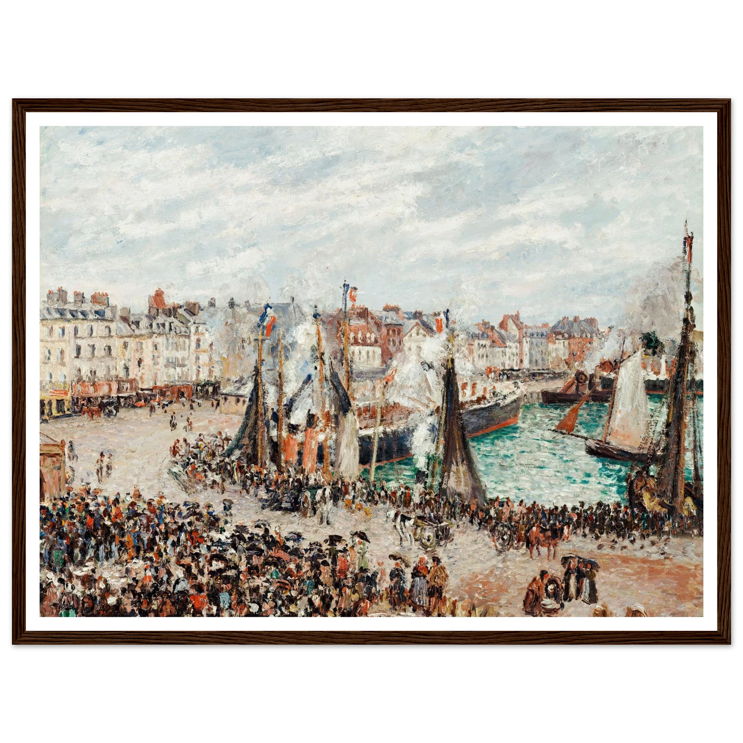 The Fish Market, Dieppe; Grey Weather, Morning (1902) Art Print | Camille Pissarro - Framed Poster - 30x40 cm / 12x16″ - Black frame
