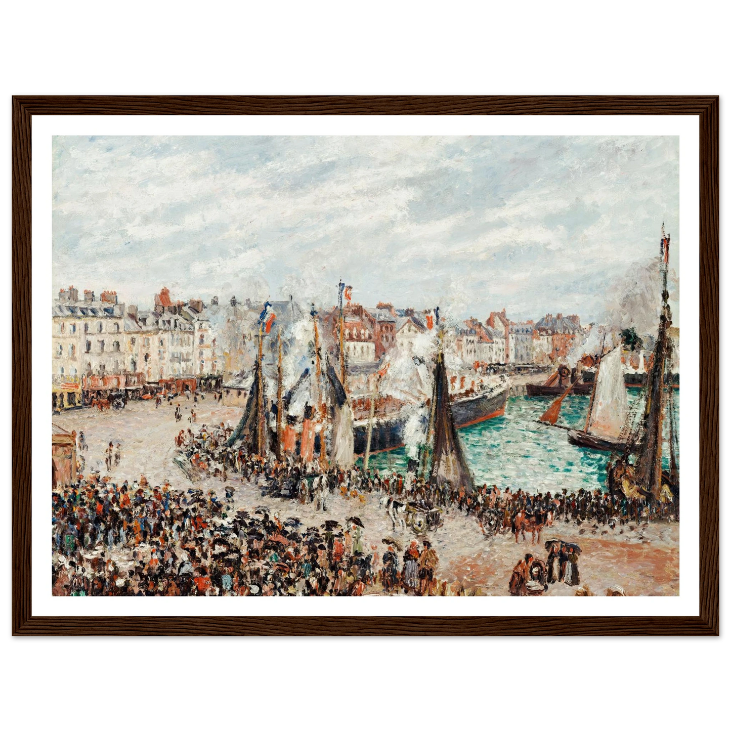 The Fish Market, Dieppe; Grey Weather, Morning (1902) Art Print | Camille Pissarro - Framed Poster - 30x40 cm / 12x16″ - Black frame