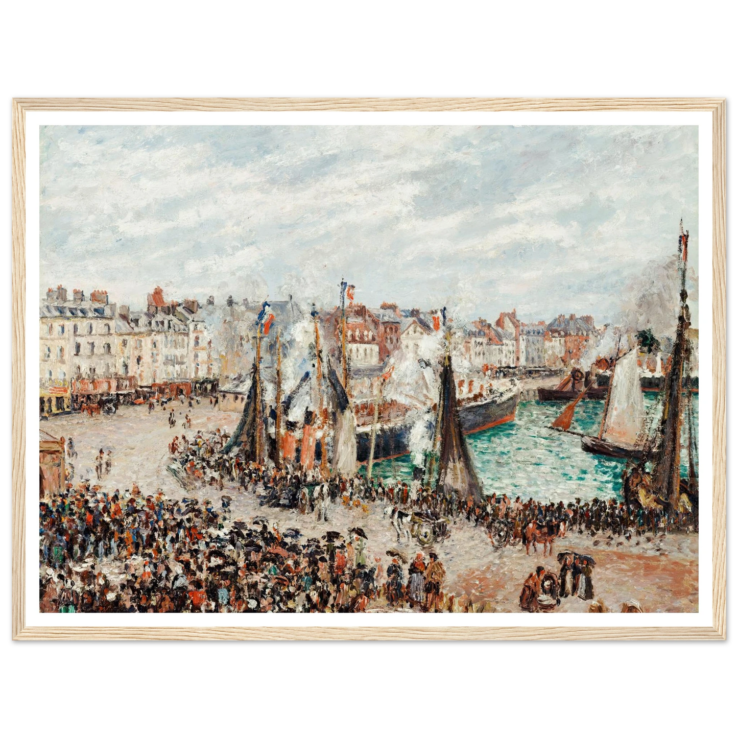 The Fish Market, Dieppe; Grey Weather, Morning (1902) Art Print | Camille Pissarro - Framed Poster - 30x40 cm / 12x16″ - Black frame