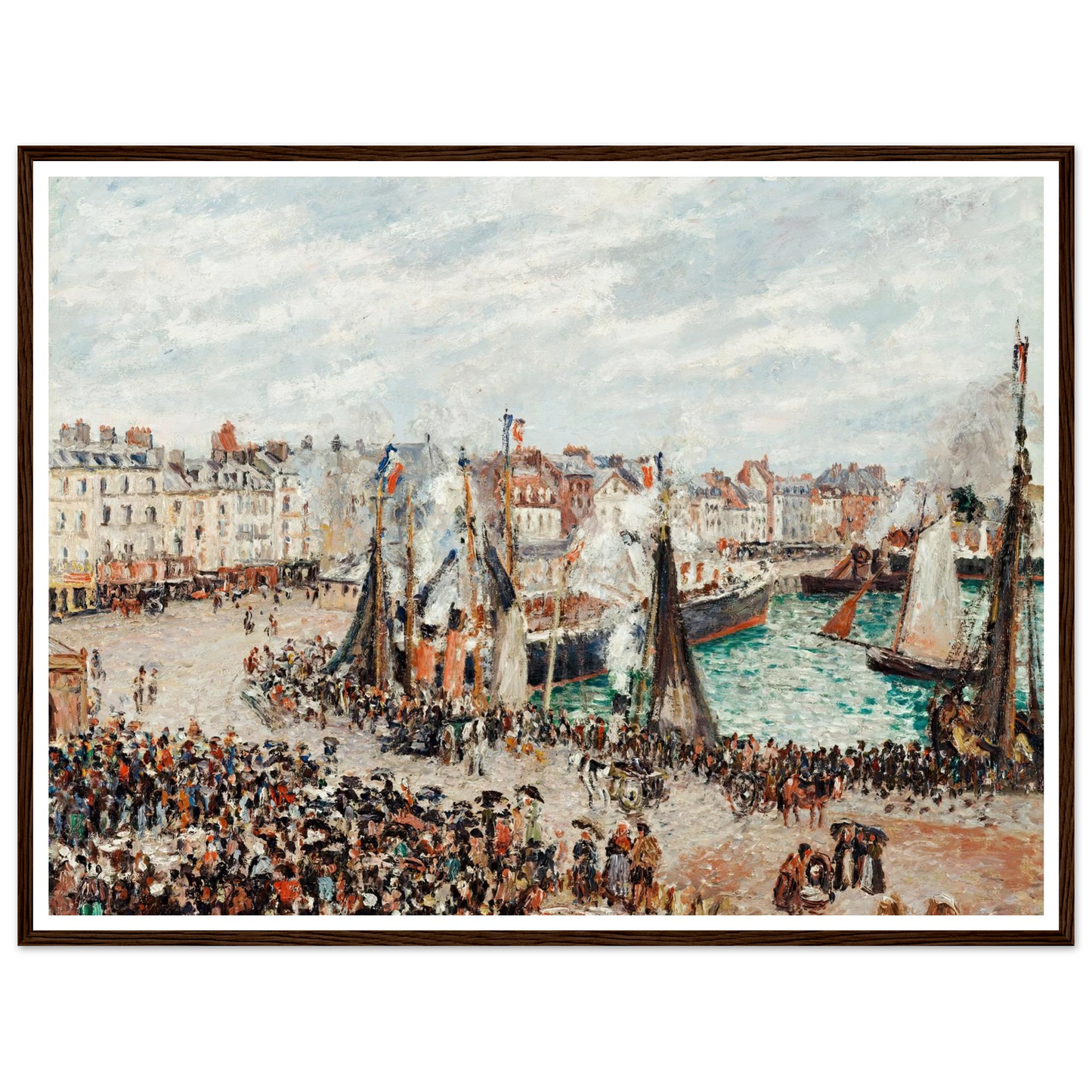 The Fish Market, Dieppe; Grey Weather, Morning (1902) Art Print | Camille Pissarro - Framed Poster - 30x40 cm / 12x16″ - Black frame