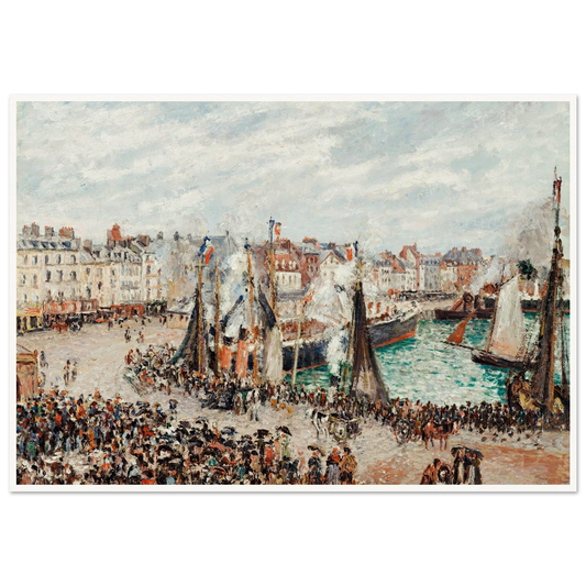 The Fish Market, Dieppe; Grey Weather, Morning (1902) Art Print | Camille Pissarro - Framed Poster - 30x40 cm / 12x16″ - Black frame