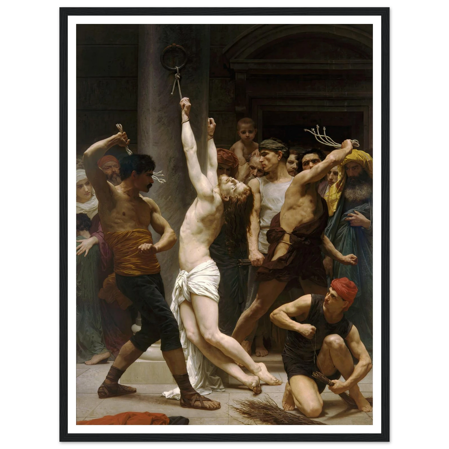 The Flagellation of Our Lord Jesus Christ (1880) Art Print | William Bouguereau - Framed Poster - 30x40 cm / 12x16″ - Black frame