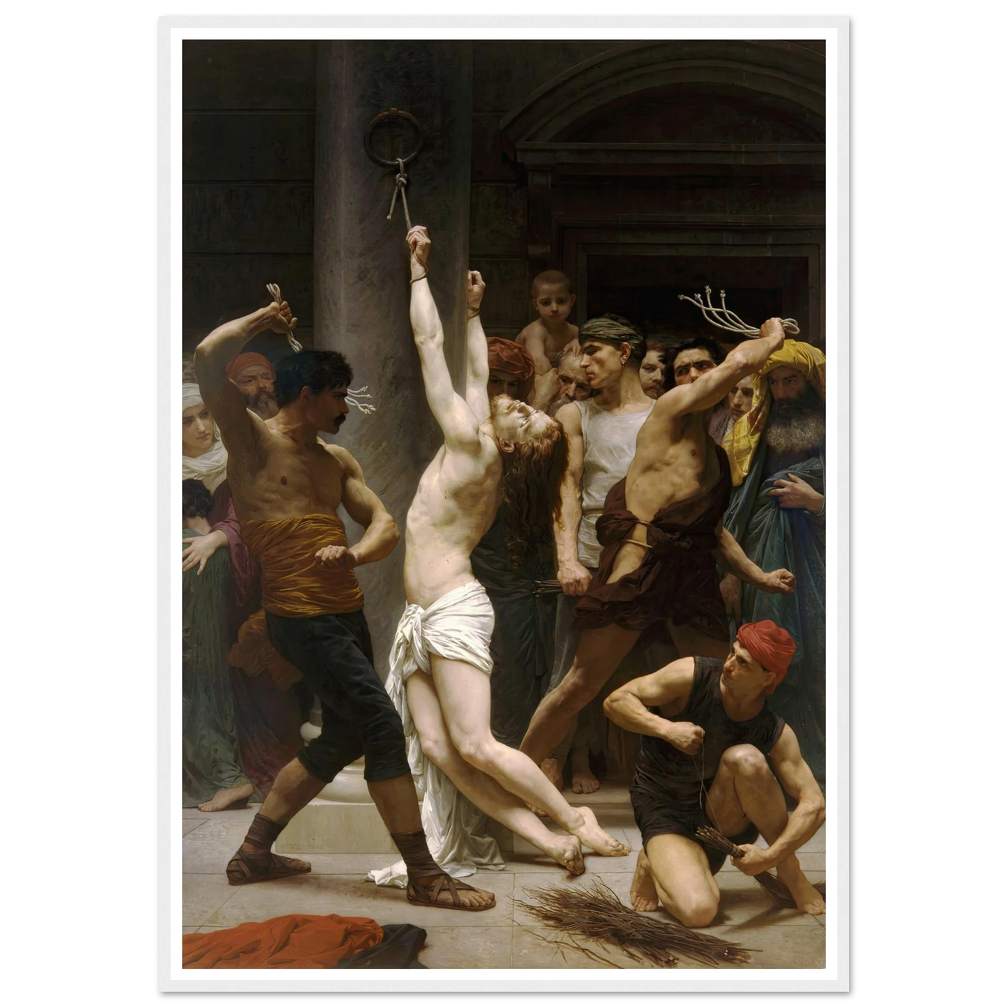 The Flagellation of Our Lord Jesus Christ (1880) Art Print | William Bouguereau - Framed Poster - 30x40 cm / 12x16″ - Black frame