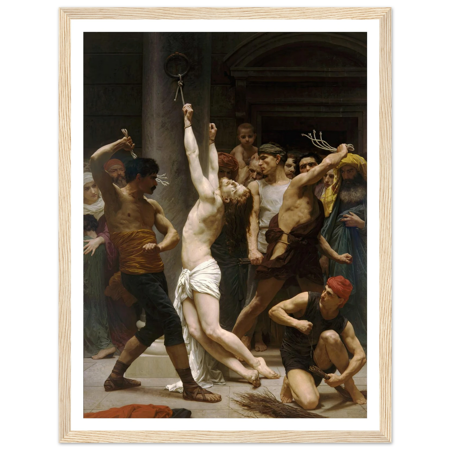 The Flagellation of Our Lord Jesus Christ (1880) Art Print | William Bouguereau - Framed Poster - 30x40 cm / 12x16″ - Black frame