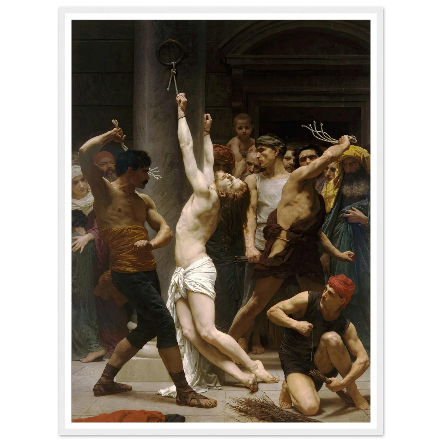 The Flagellation of Our Lord Jesus Christ (1880) Art Print | William Bouguereau - Framed Poster - 30x40 cm / 12x16″ - Black frame