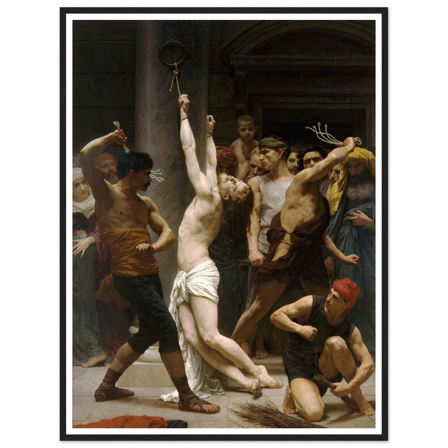 The Flagellation of Our Lord Jesus Christ (1880) Art Print | William Bouguereau - Framed Poster - 30x40 cm / 12x16″ - Black frame