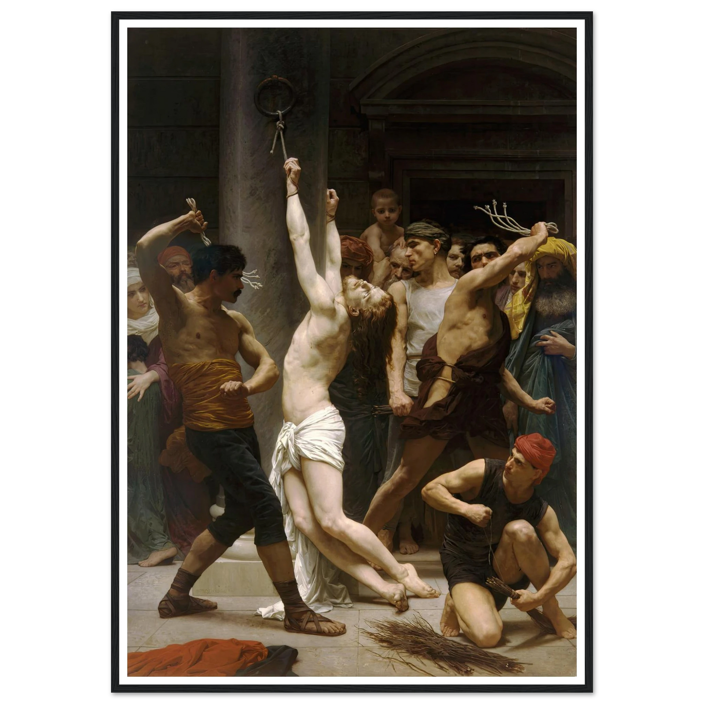 The Flagellation of Our Lord Jesus Christ (1880) Art Print | William Bouguereau - Framed Poster - 30x40 cm / 12x16″ - Black frame