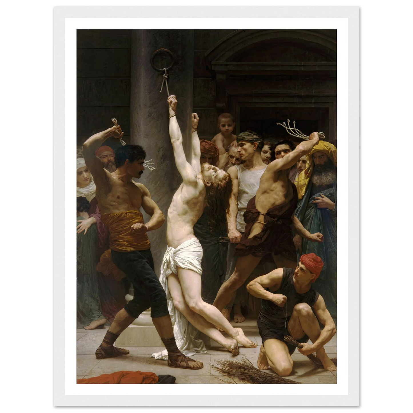 The Flagellation of Our Lord Jesus Christ (1880) Art Print | William Bouguereau - Framed Poster - 30x40 cm / 12x16″ - Black frame
