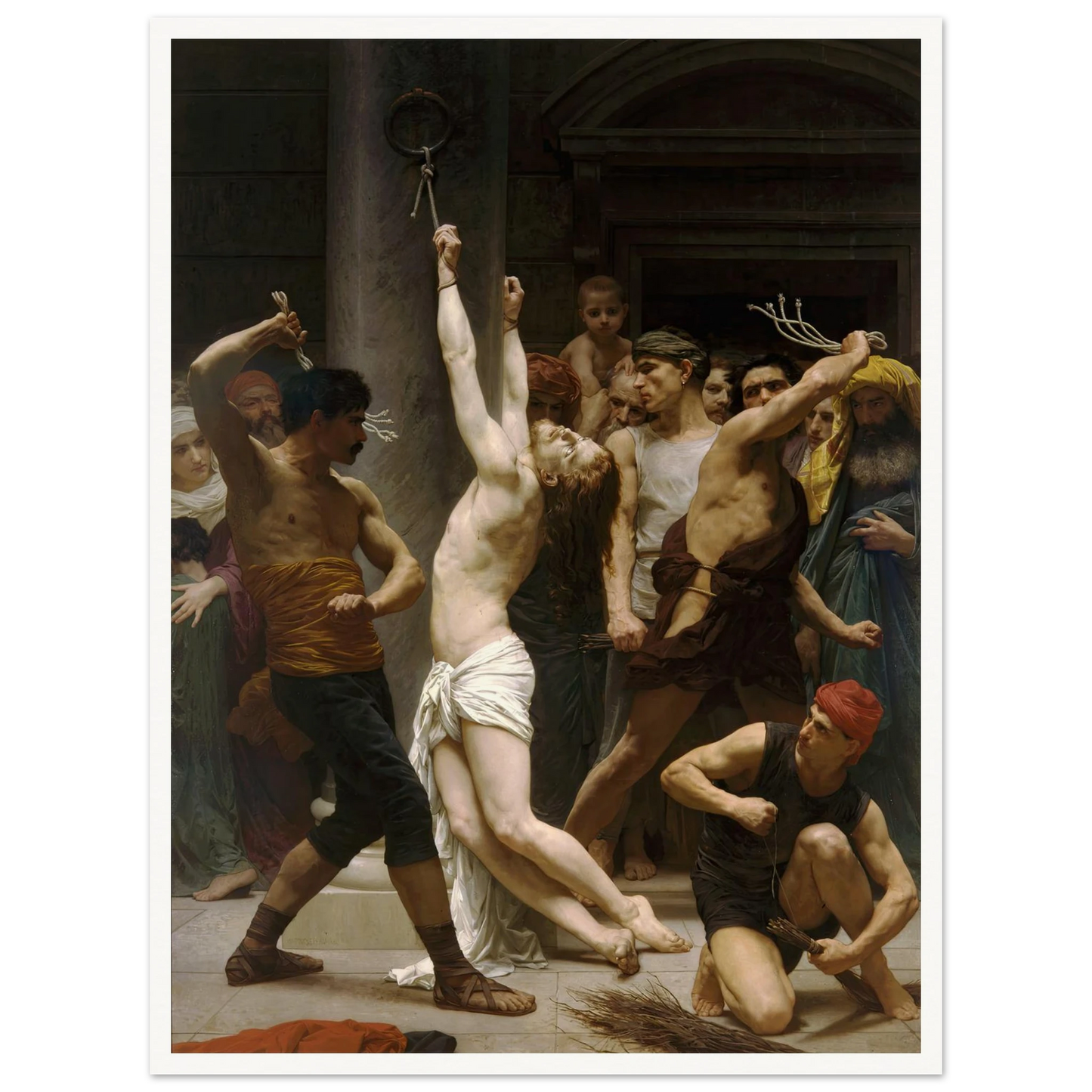 The Flagellation of Our Lord Jesus Christ (1880) Art Print | William Bouguereau - Framed Poster - 30x40 cm / 12x16″ - Black frame