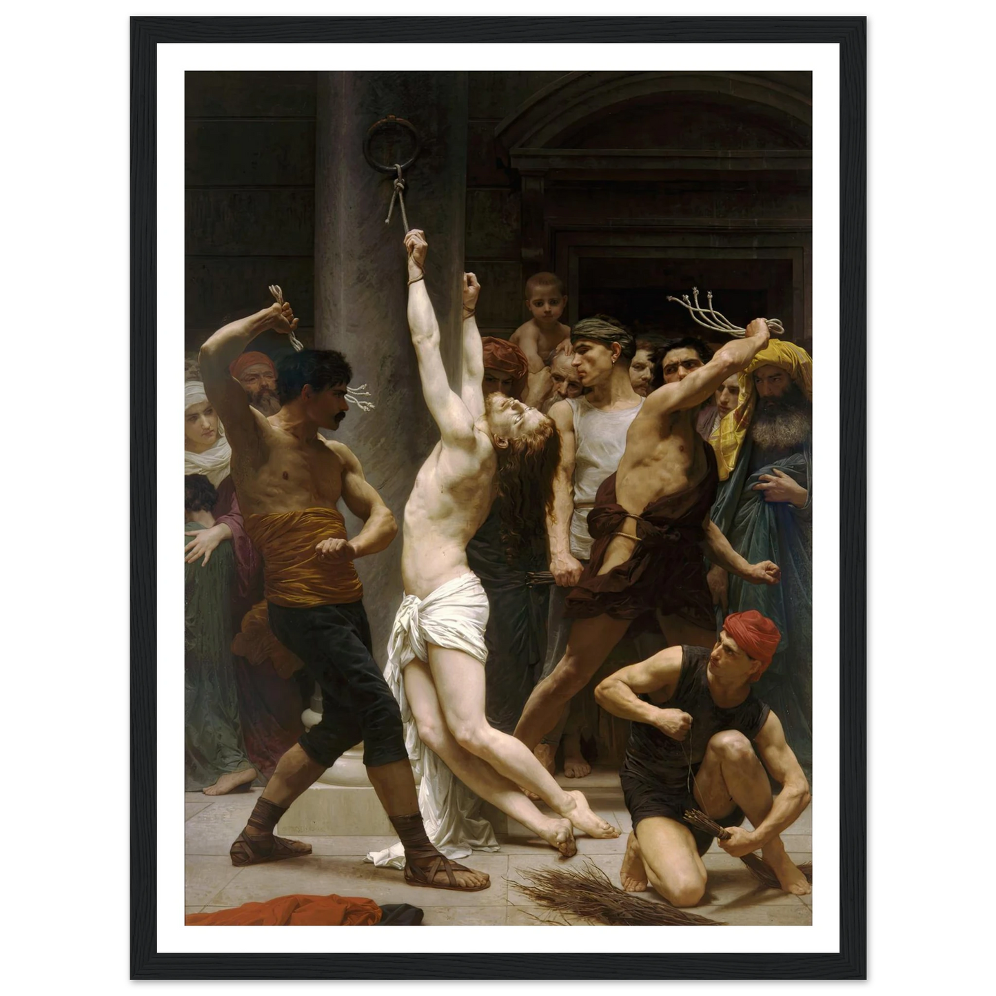 The Flagellation of Our Lord Jesus Christ (1880) Art Print | William Bouguereau - Framed Poster - 30x40 cm / 12x16″ - Black frame