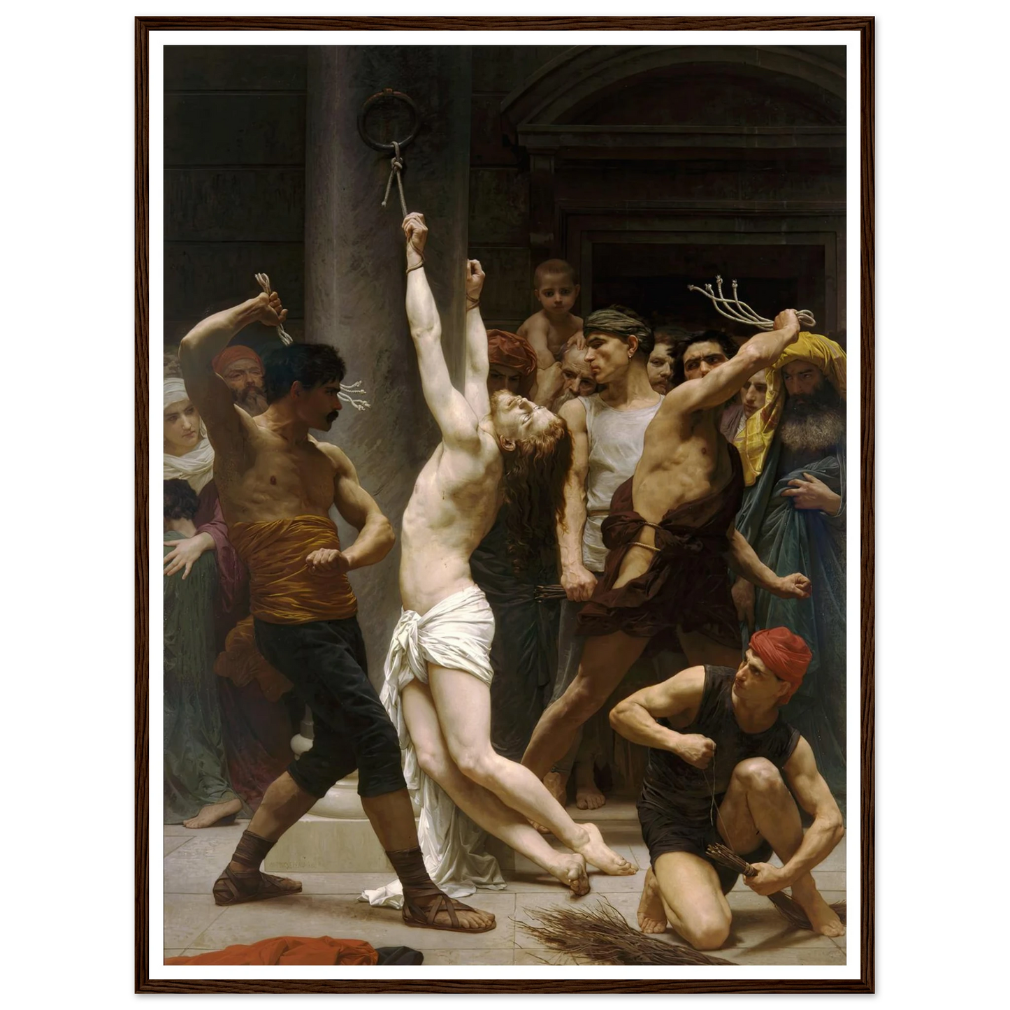 The Flagellation of Our Lord Jesus Christ (1880) Art Print | William Bouguereau - Framed Poster - 30x40 cm / 12x16″ - Black frame