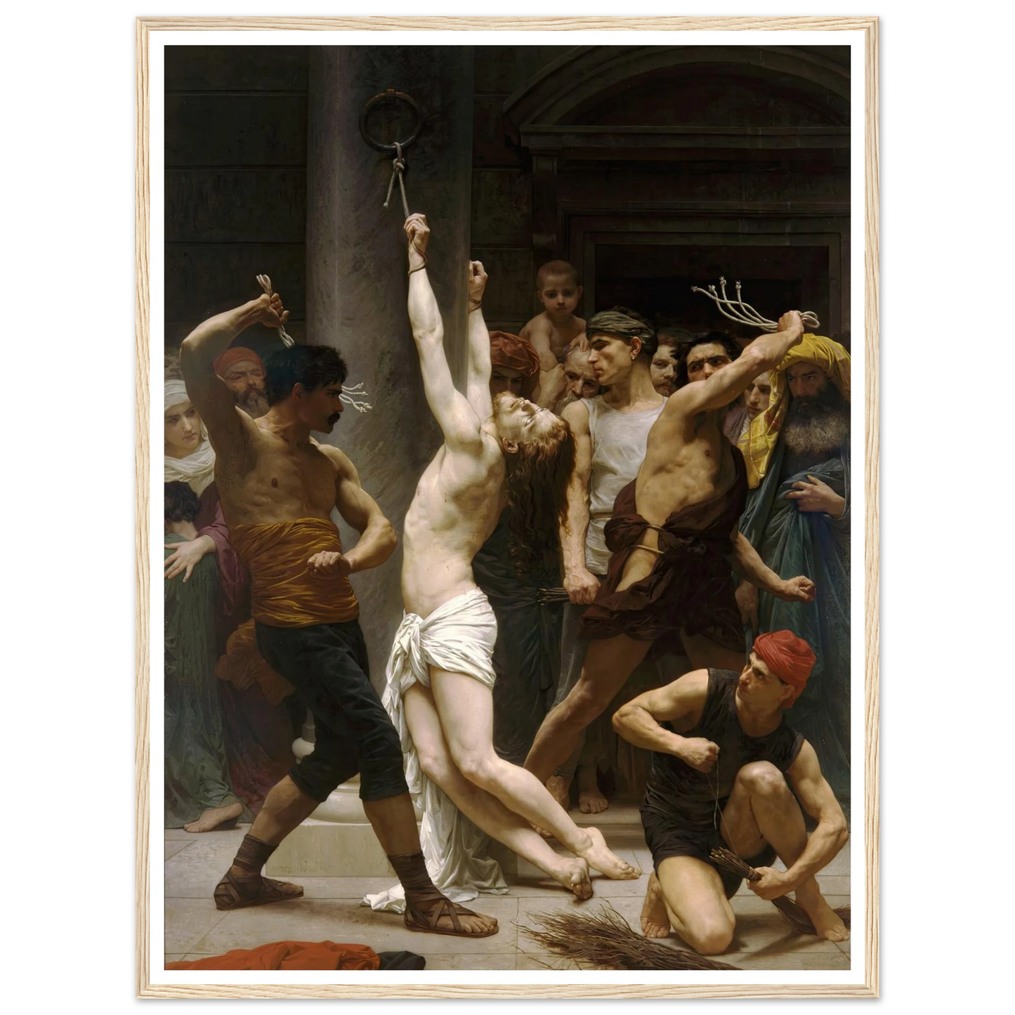The Flagellation of Our Lord Jesus Christ (1880) Art Print | William Bouguereau - Framed Poster - 30x40 cm / 12x16″ - Black frame