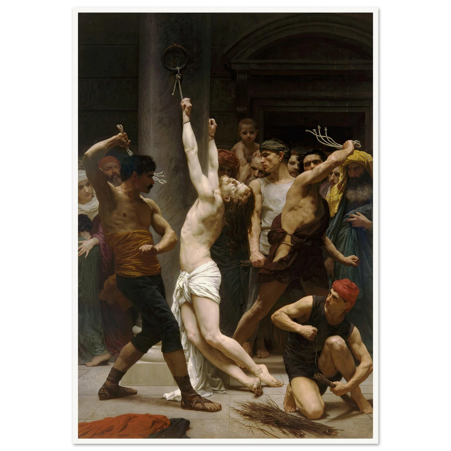 The Flagellation of Our Lord Jesus Christ (1880) Art Print | William Bouguereau - Framed Poster - 30x40 cm / 12x16″ - Black frame