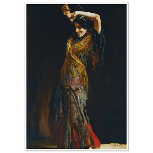 The Flamenco Dancer Art Print | Leopold Schmutzler - Framed Poster - 70x100 cm / 28x40″ - Black frame