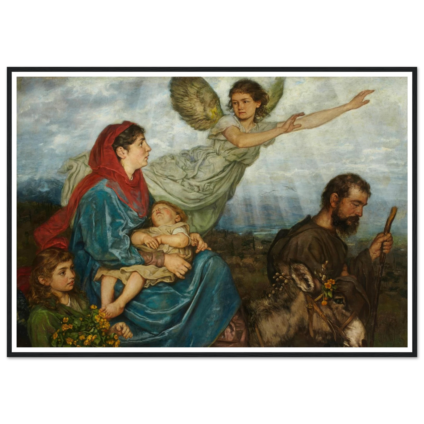 The Flight into Egypt (1879) Art Print | Hans Thoma - Framed Poster - 30x40 cm / 12x16″ - Black frame
