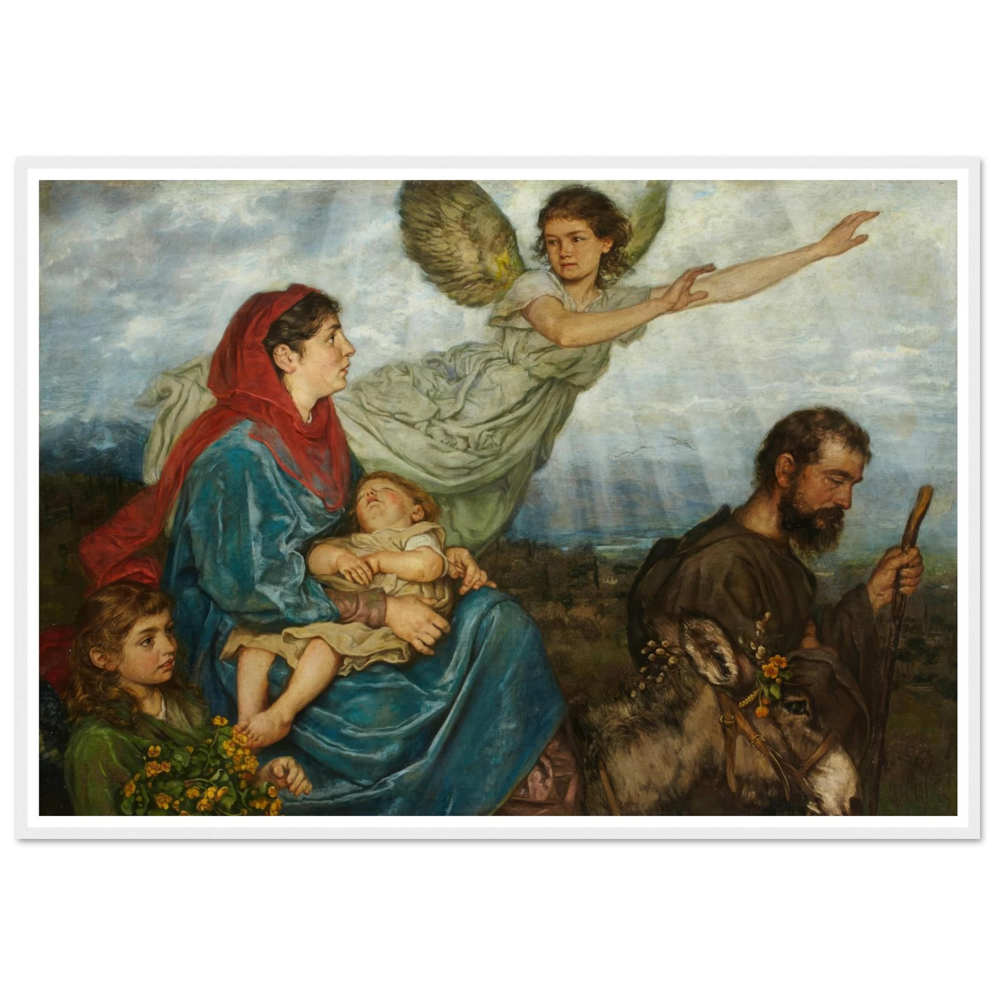 The Flight into Egypt (1879) Art Print | Hans Thoma - Framed Poster - 30x40 cm / 12x16″ - Black frame
