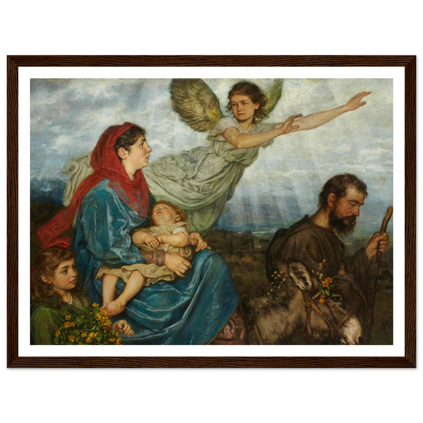The Flight into Egypt (1879) Art Print | Hans Thoma - Framed Poster - 30x40 cm / 12x16″ - Black frame