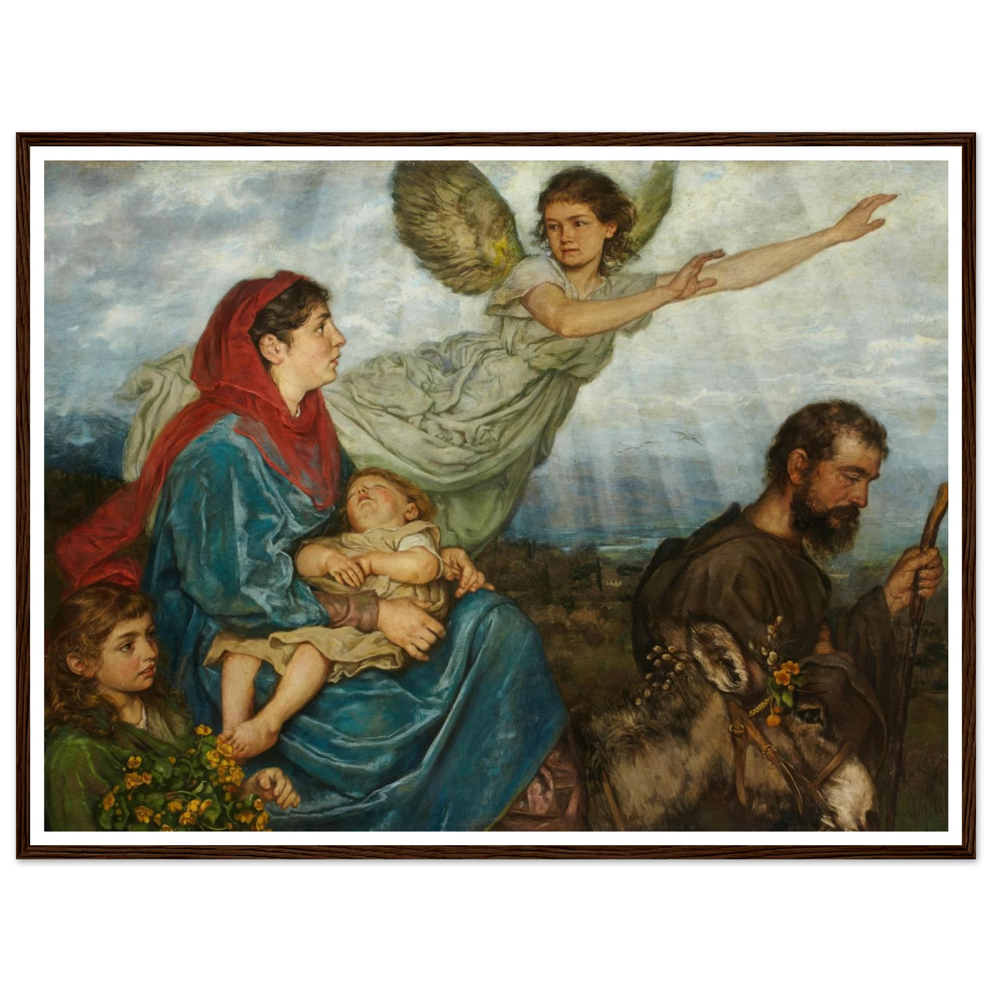 The Flight into Egypt (1879) Art Print | Hans Thoma - Framed Poster - 30x40 cm / 12x16″ - Black frame