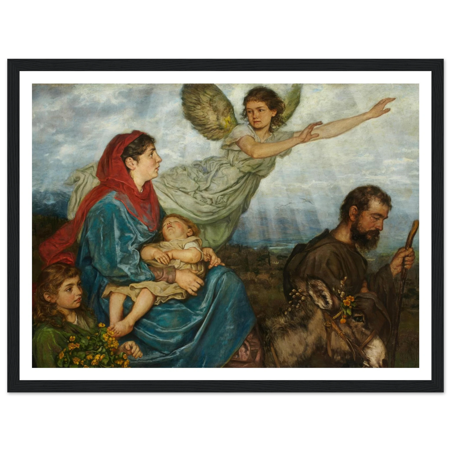 The Flight into Egypt (1879) Art Print | Hans Thoma - Framed Poster - 30x40 cm / 12x16″ - Black frame