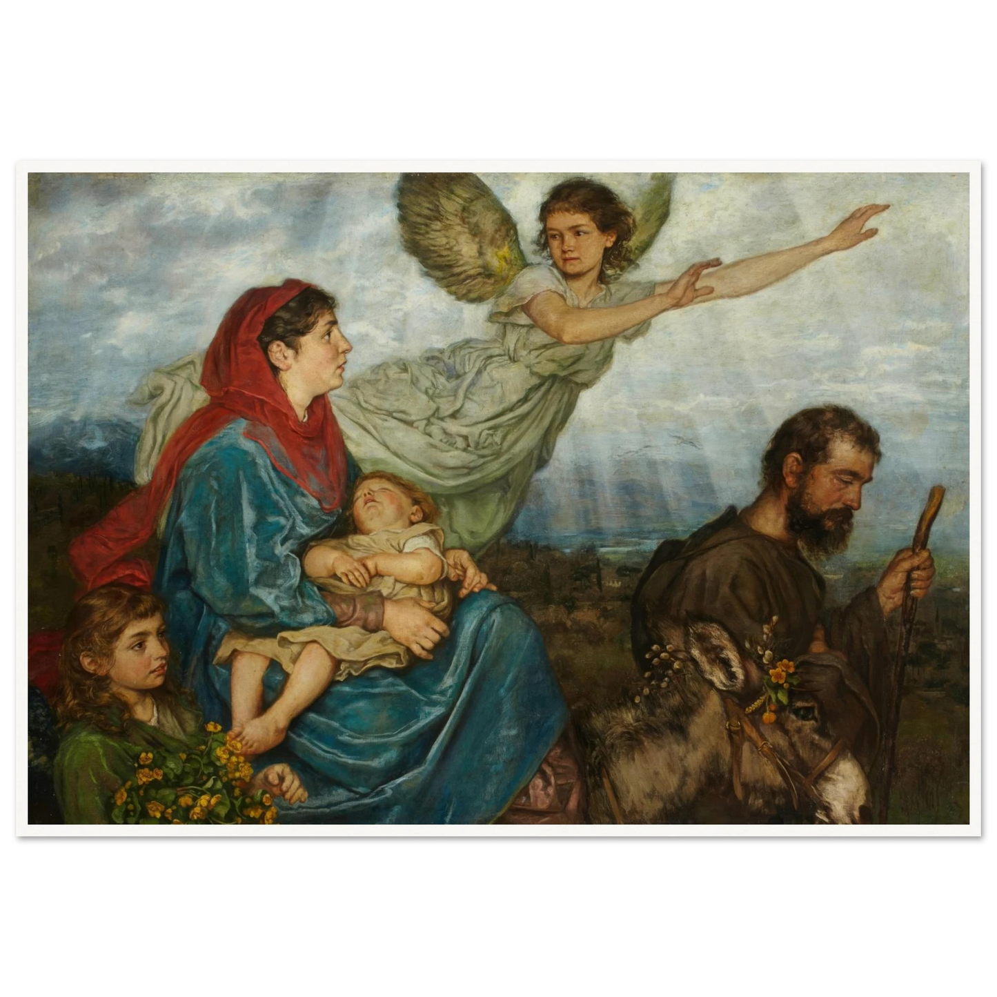 The Flight into Egypt (1879) Art Print | Hans Thoma - Framed Poster - 30x40 cm / 12x16″ - Black frame