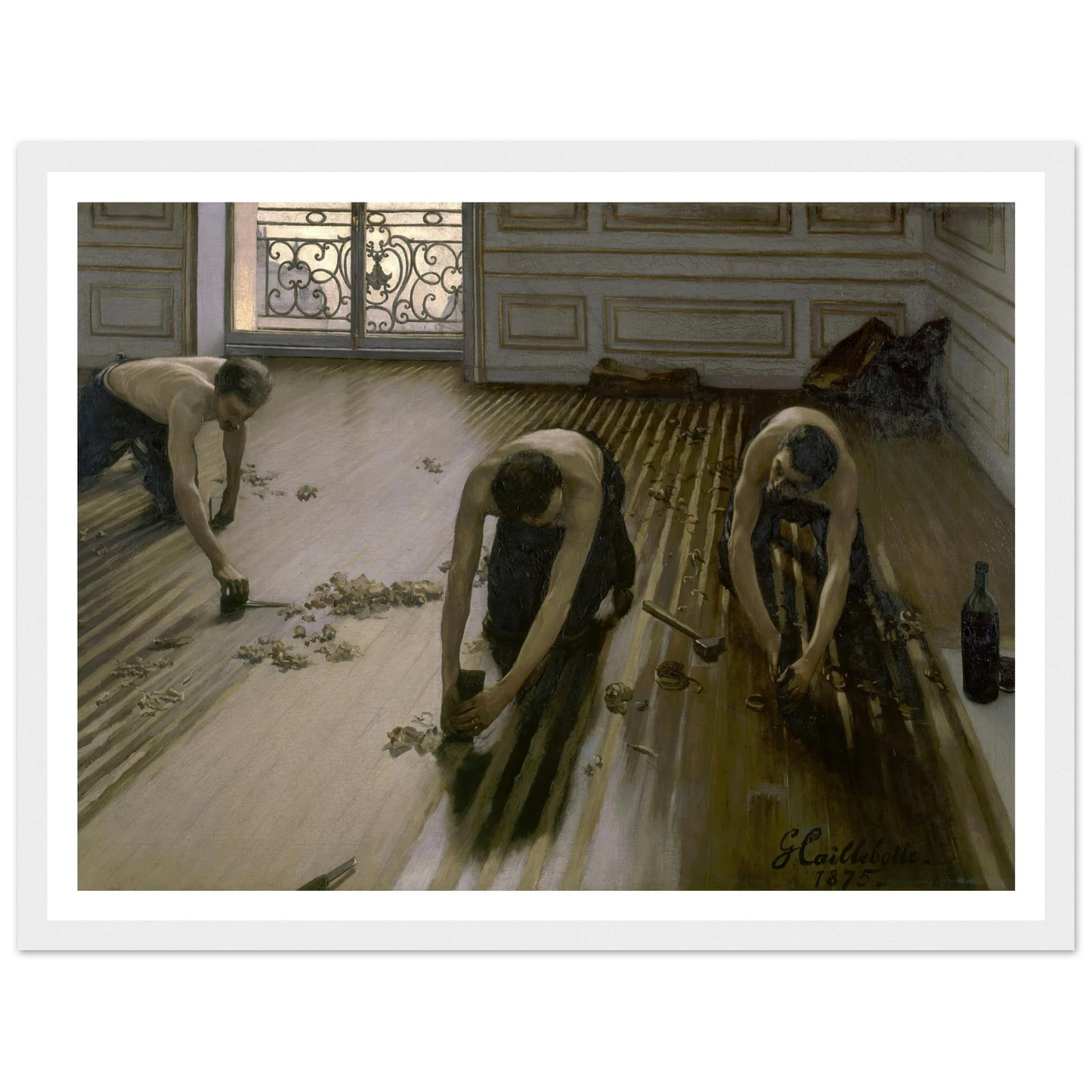 The Floor Planers (1875) Art Print | Gustave Caillebotte - Framed Poster - 30x40 cm / 12x16″ - Black frame