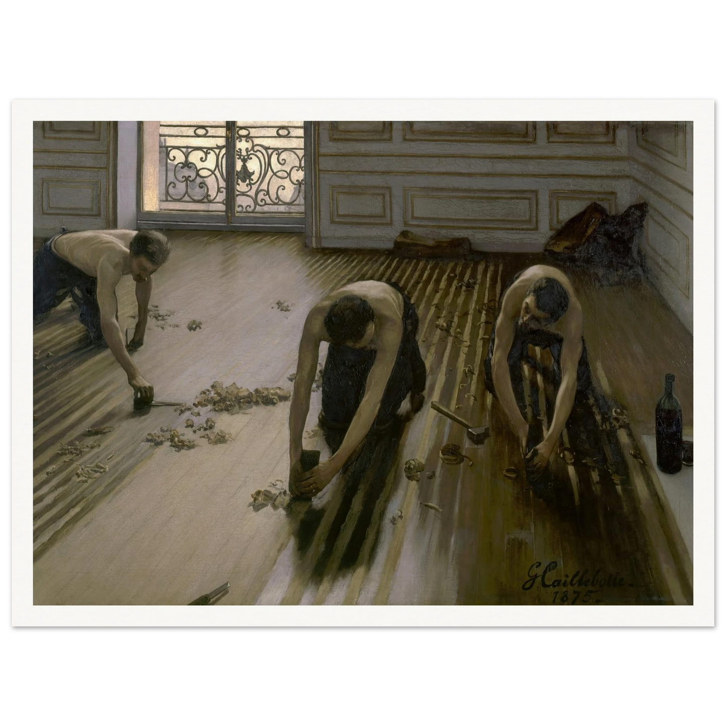 The Floor Planers (1875) Art Print | Gustave Caillebotte - Framed Poster - 30x40 cm / 12x16″ - Black frame