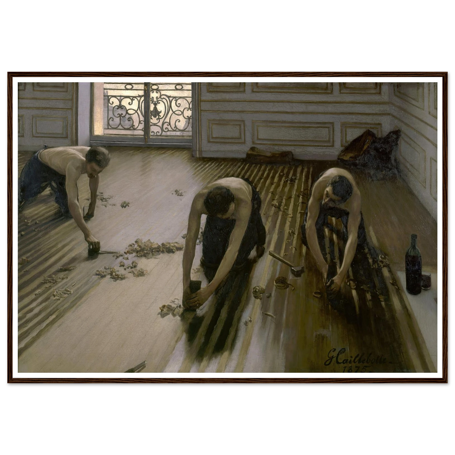 The Floor Planers (1875) Art Print | Gustave Caillebotte - Framed Poster - 30x40 cm / 12x16″ - Black frame