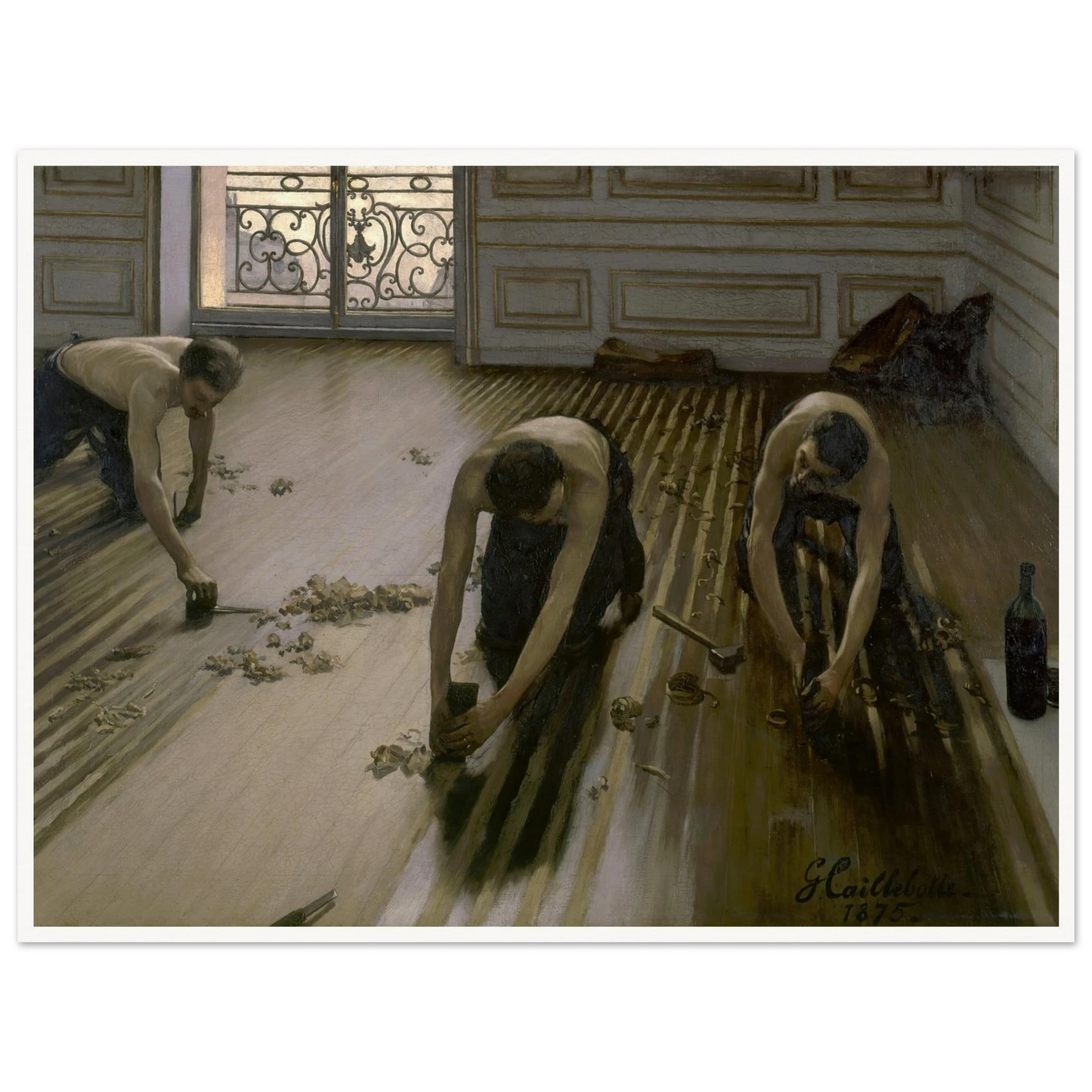 The Floor Planers (1875) Art Print | Gustave Caillebotte - Framed Poster - 30x40 cm / 12x16″ - Black frame