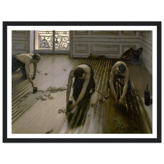 The Floor Planers (1875) Art Print | Gustave Caillebotte - Framed Poster - 30x40 cm / 12x16″ - Black frame