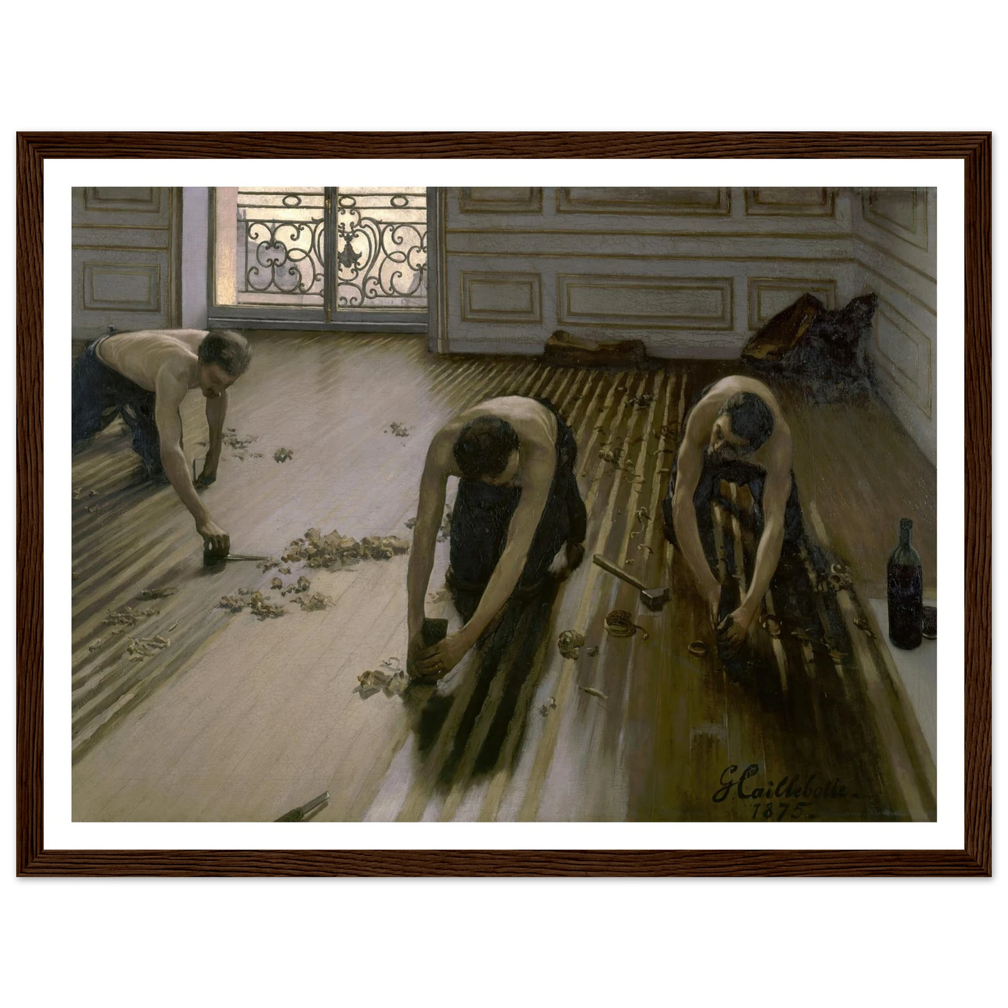 The Floor Planers (1875) Art Print | Gustave Caillebotte - Framed Poster - 30x40 cm / 12x16″ - Black frame
