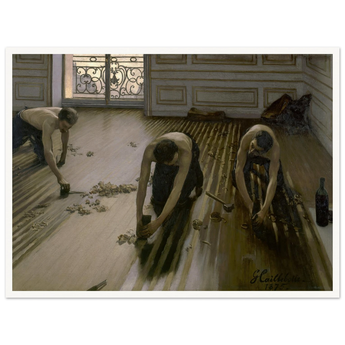 The Floor Planers (1875) Art Print | Gustave Caillebotte - Framed Poster - 30x40 cm / 12x16″ - Black frame