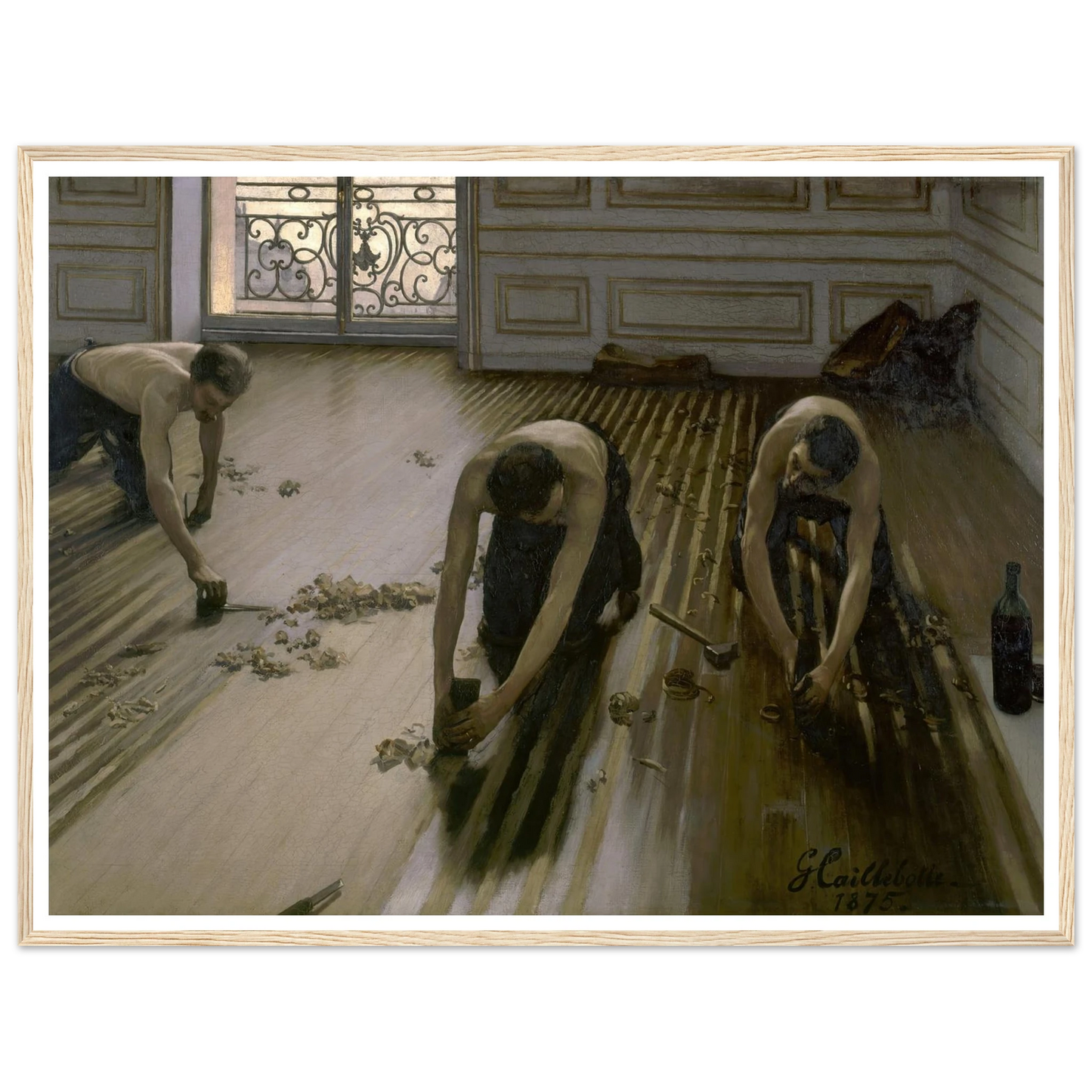 The Floor Planers (1875) Art Print | Gustave Caillebotte - Framed Poster - 30x40 cm / 12x16″ - Black frame