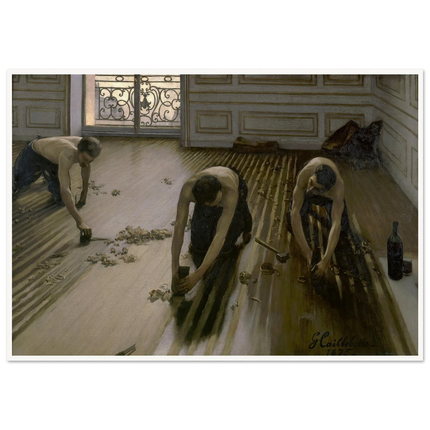The Floor Planers (1875) Art Print | Gustave Caillebotte - Framed Poster - 30x40 cm / 12x16″ - Black frame