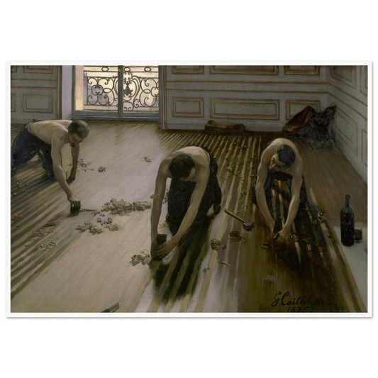The Floor Planers (1875) Art Print | Gustave Caillebotte - Framed Poster - 30x40 cm / 12x16″ - Black frame