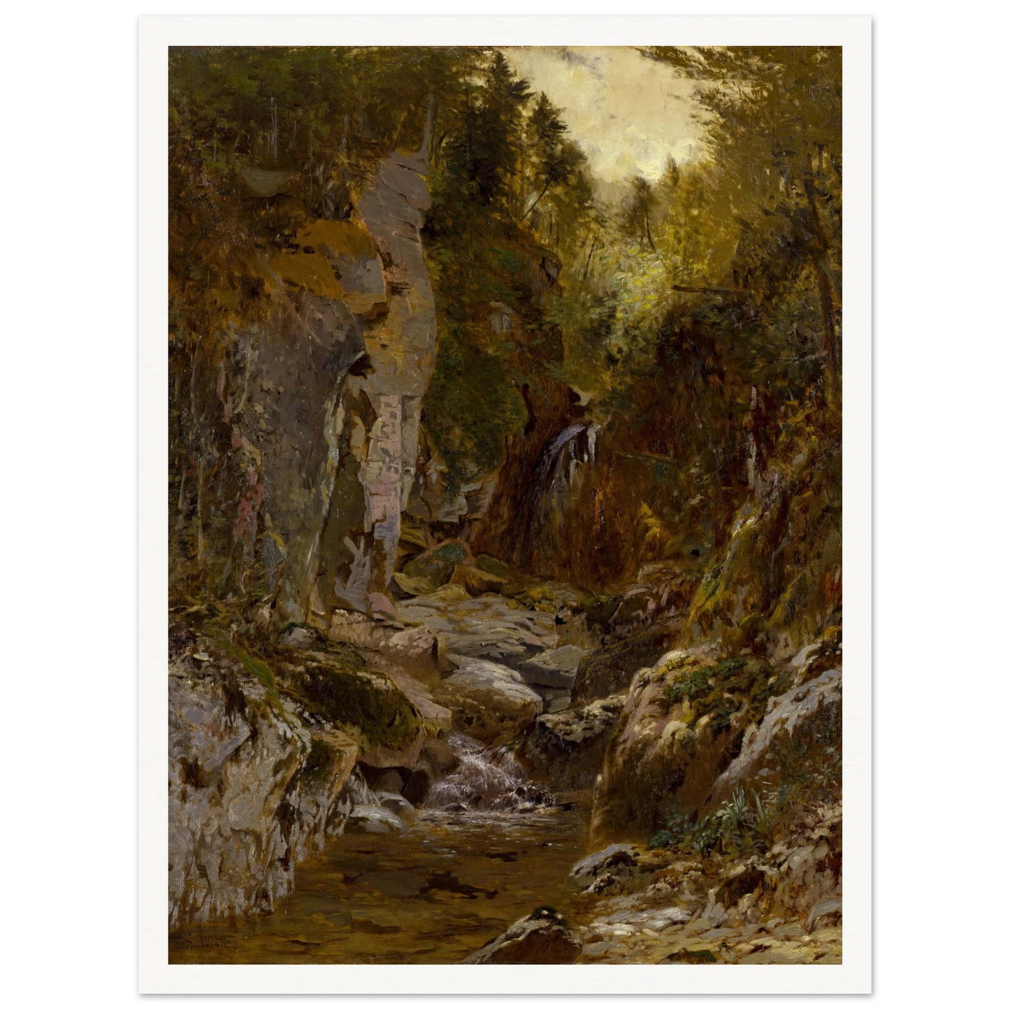 The Flume, Opalescent River, Adirondacks (ca. 1875) Art Print | Alexander Helwig Wyant - Framed Poster - 30x40 cm / 12x16″ - Black frame