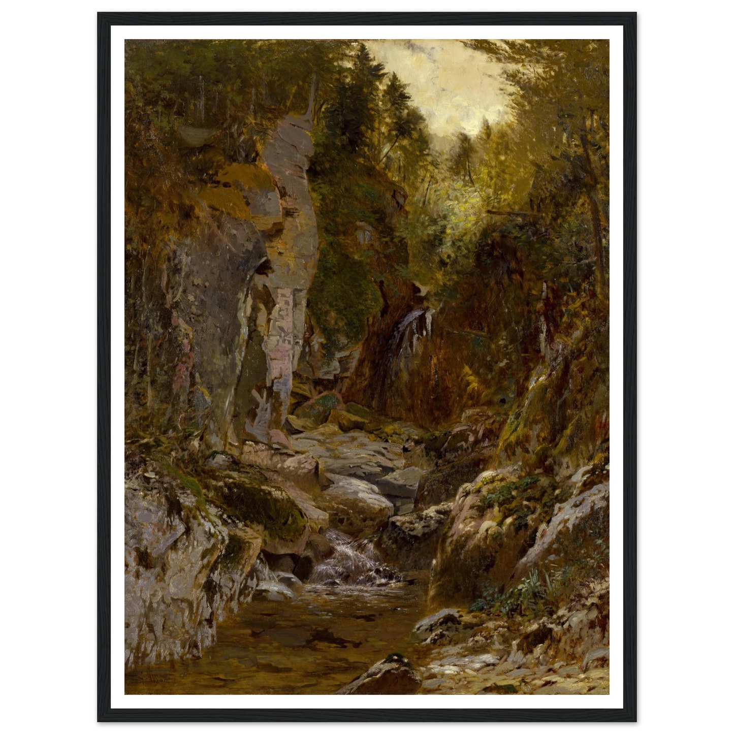 The Flume, Opalescent River, Adirondacks (ca. 1875) Art Print | Alexander Helwig Wyant - Framed Poster - 30x40 cm / 12x16″ - Black frame