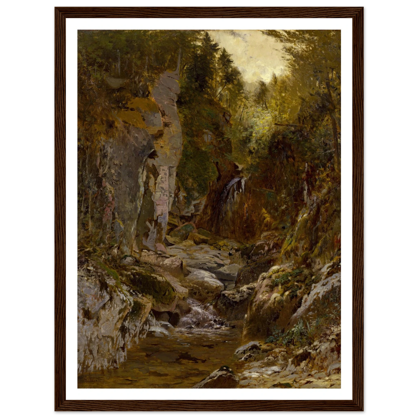 The Flume, Opalescent River, Adirondacks (ca. 1875) Art Print | Alexander Helwig Wyant - Framed Poster - 30x40 cm / 12x16″ - Black frame