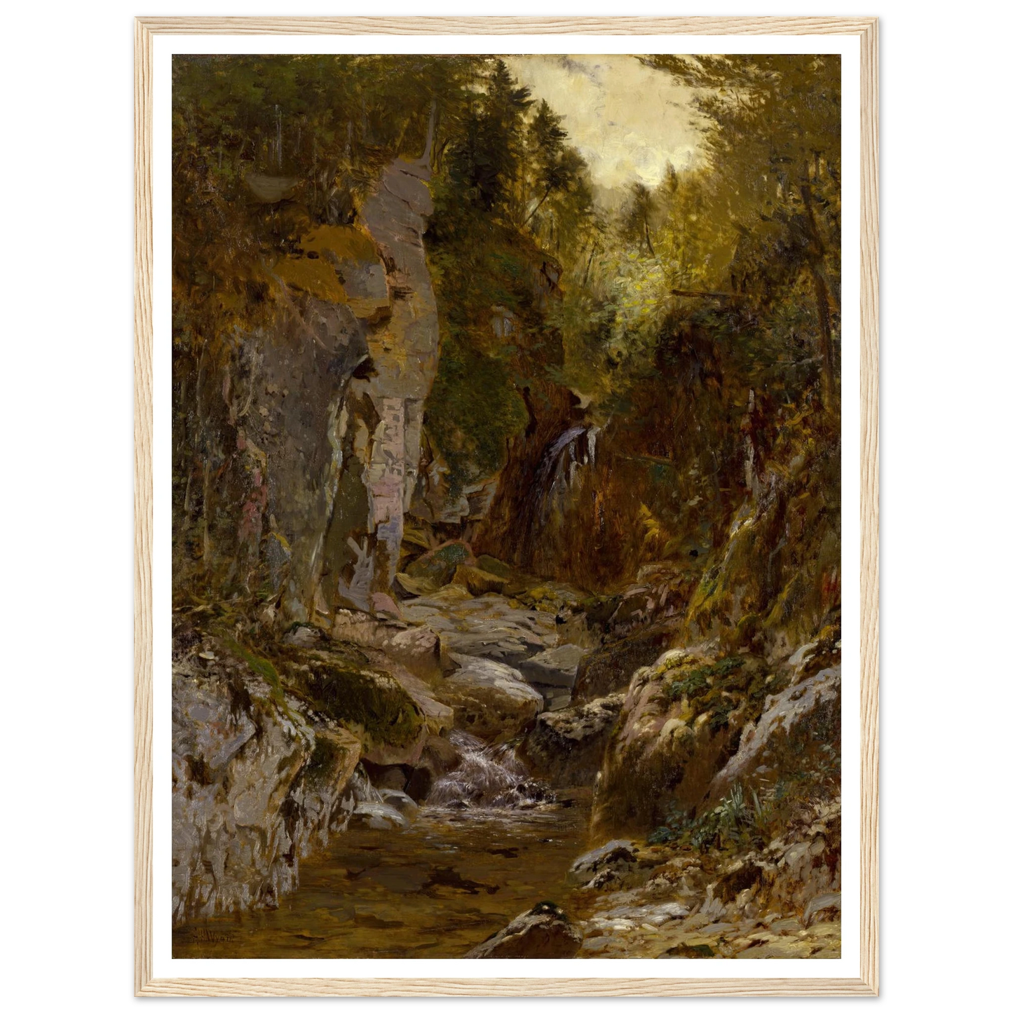 The Flume, Opalescent River, Adirondacks (ca. 1875) Art Print | Alexander Helwig Wyant - Framed Poster - 30x40 cm / 12x16″ - Black frame