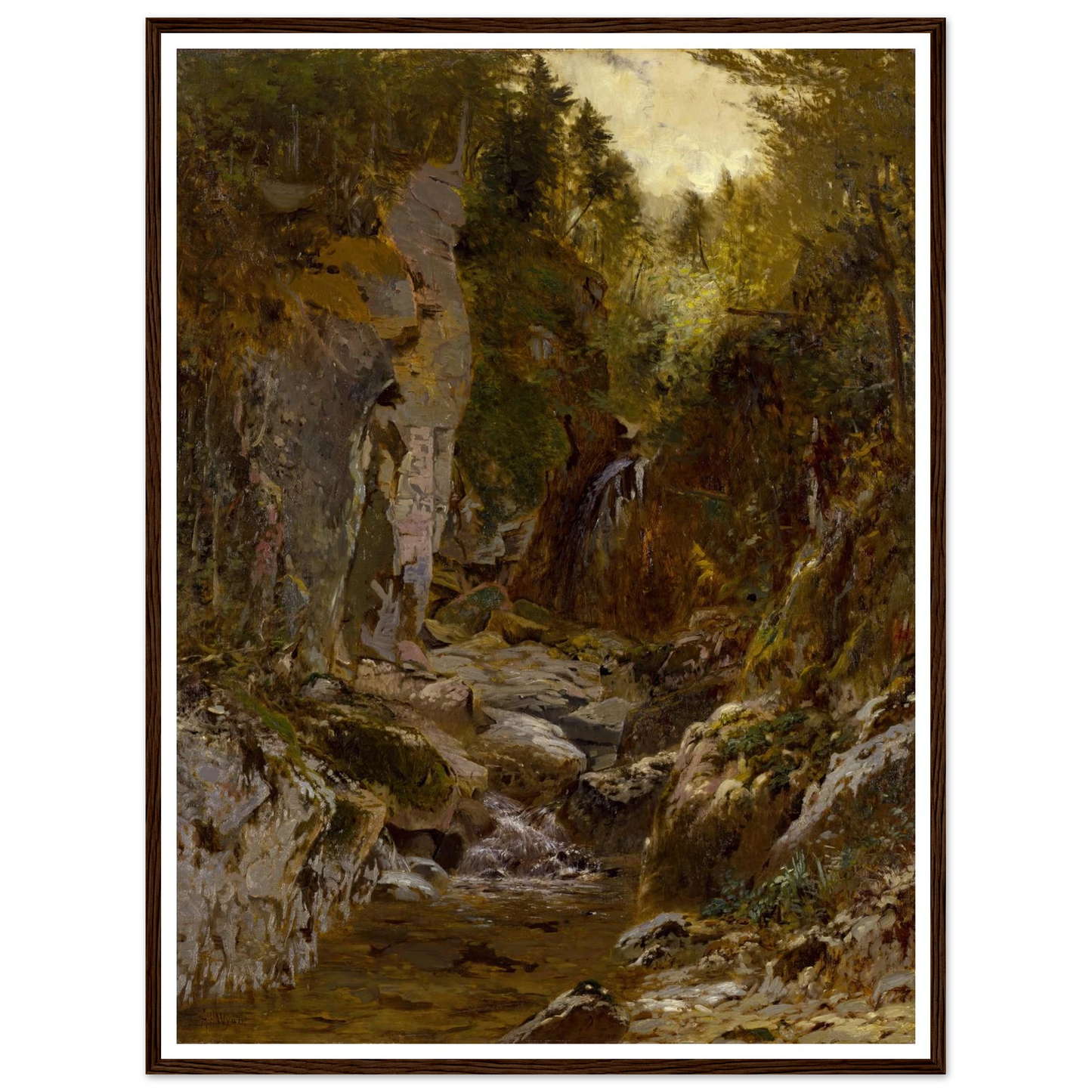 The Flume, Opalescent River, Adirondacks (ca. 1875) Art Print | Alexander Helwig Wyant - Framed Poster - 30x40 cm / 12x16″ - Black frame