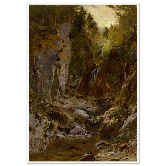 The Flume, Opalescent River, Adirondacks (ca. 1875) Art Print | Alexander Helwig Wyant - Framed Poster - 30x40 cm / 12x16″ - Black frame