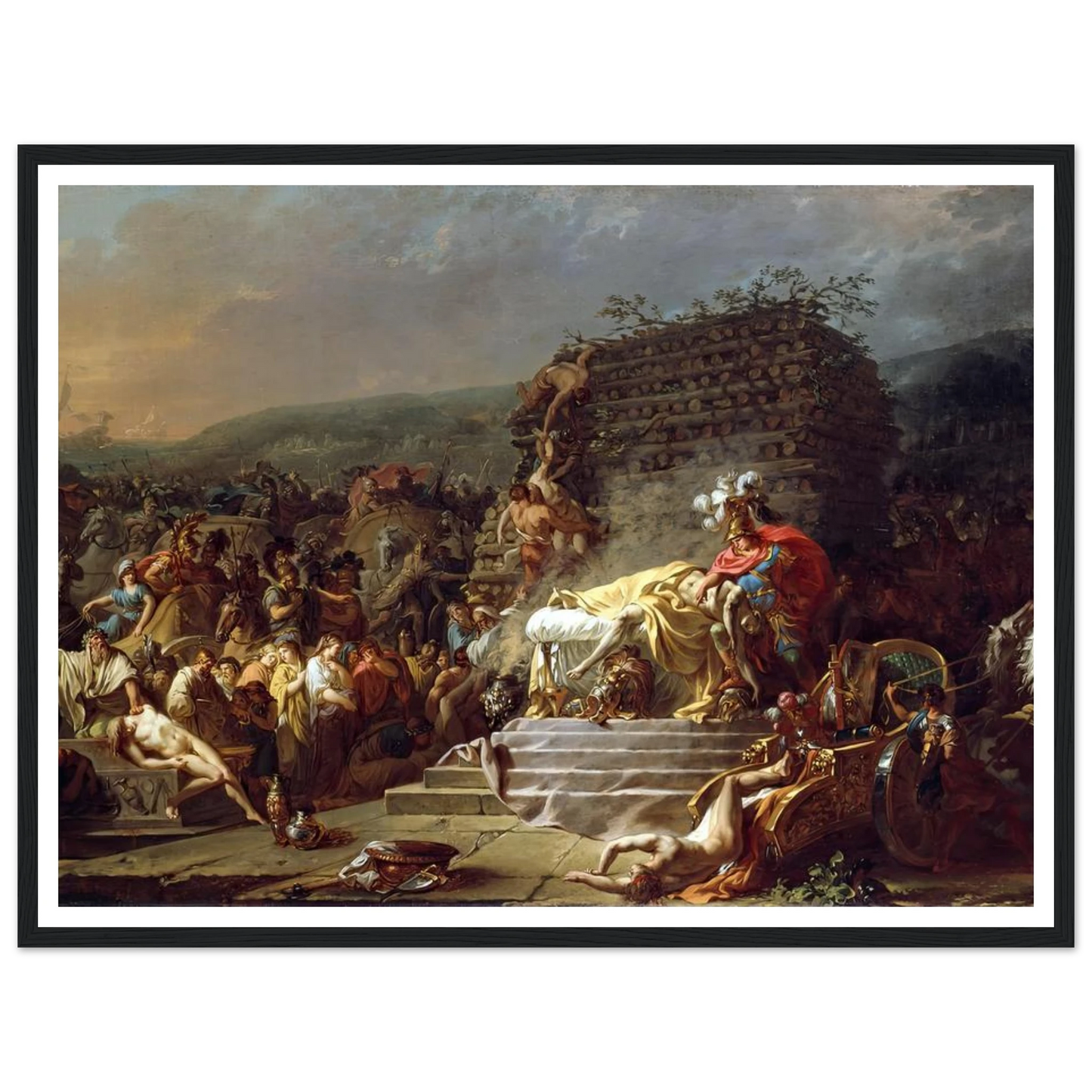 The Funeral of Patroclus (1778) Art Print | Jacques Louis David - Framed Poster - 30x40 cm / 12x16″ - Black frame