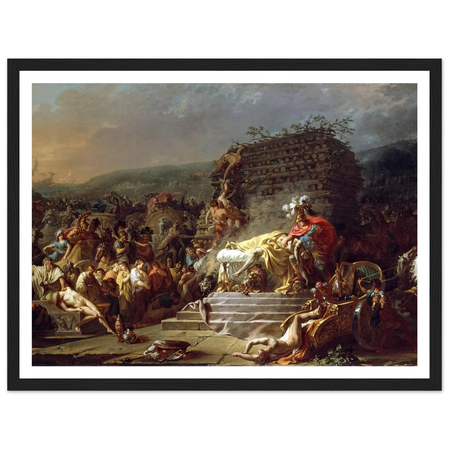 The Funeral of Patroclus (1778) Art Print | Jacques Louis David - Framed Poster - 30x40 cm / 12x16″ - Black frame